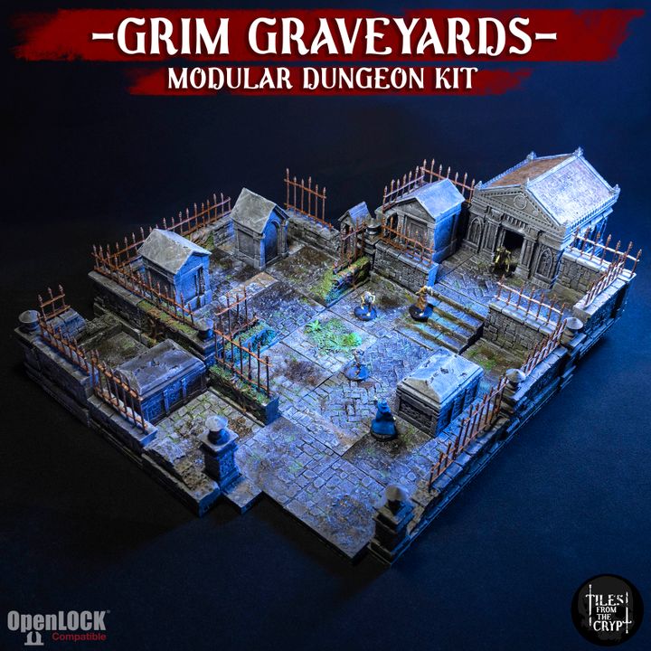 GRIM GRAVEYARDS - Modular Graveyard kit [STL]