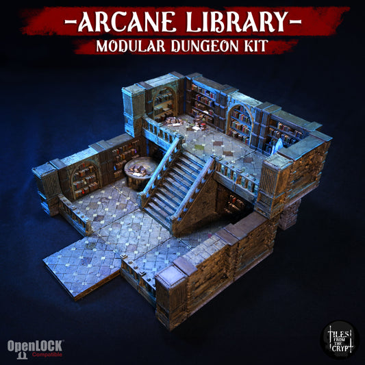 ARCANE LIBRARY - Modular Library Dungeon kit [STL]