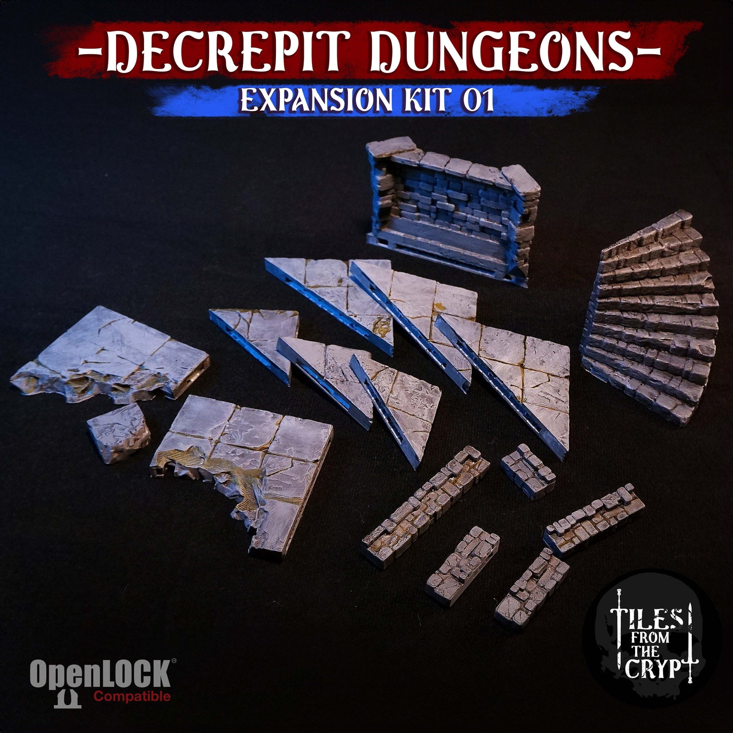 DECREPIT DUNGEONS: EXPANSION 01 - Modular Dungeon Kit  [STL]