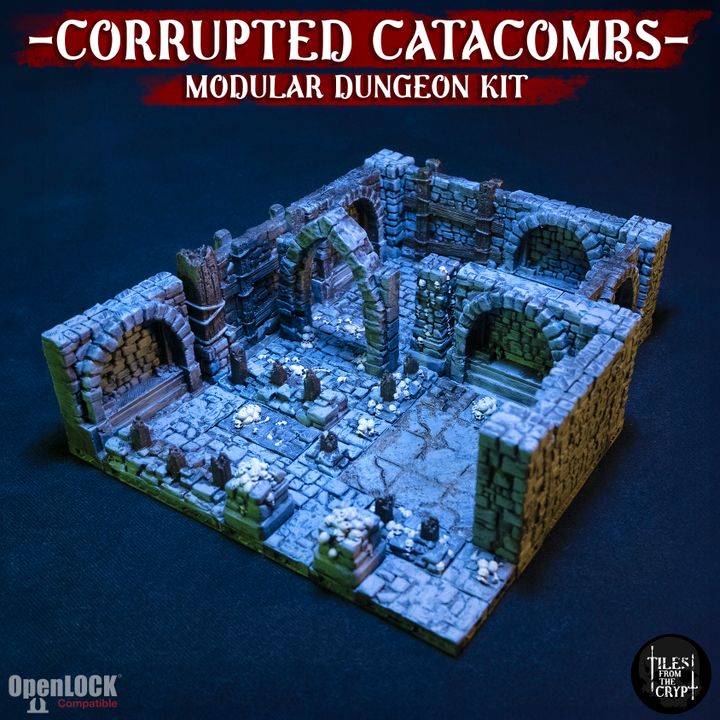 CORRUPTED CATACOMBS - Modular Catacomb Dungeon kit [STL]