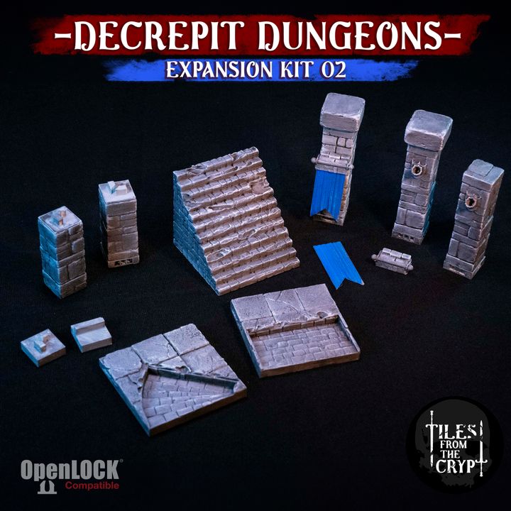 DECREPIT DUNGEONS: EXPANSION 02 - Modular Dungeon Kit  [STL]
