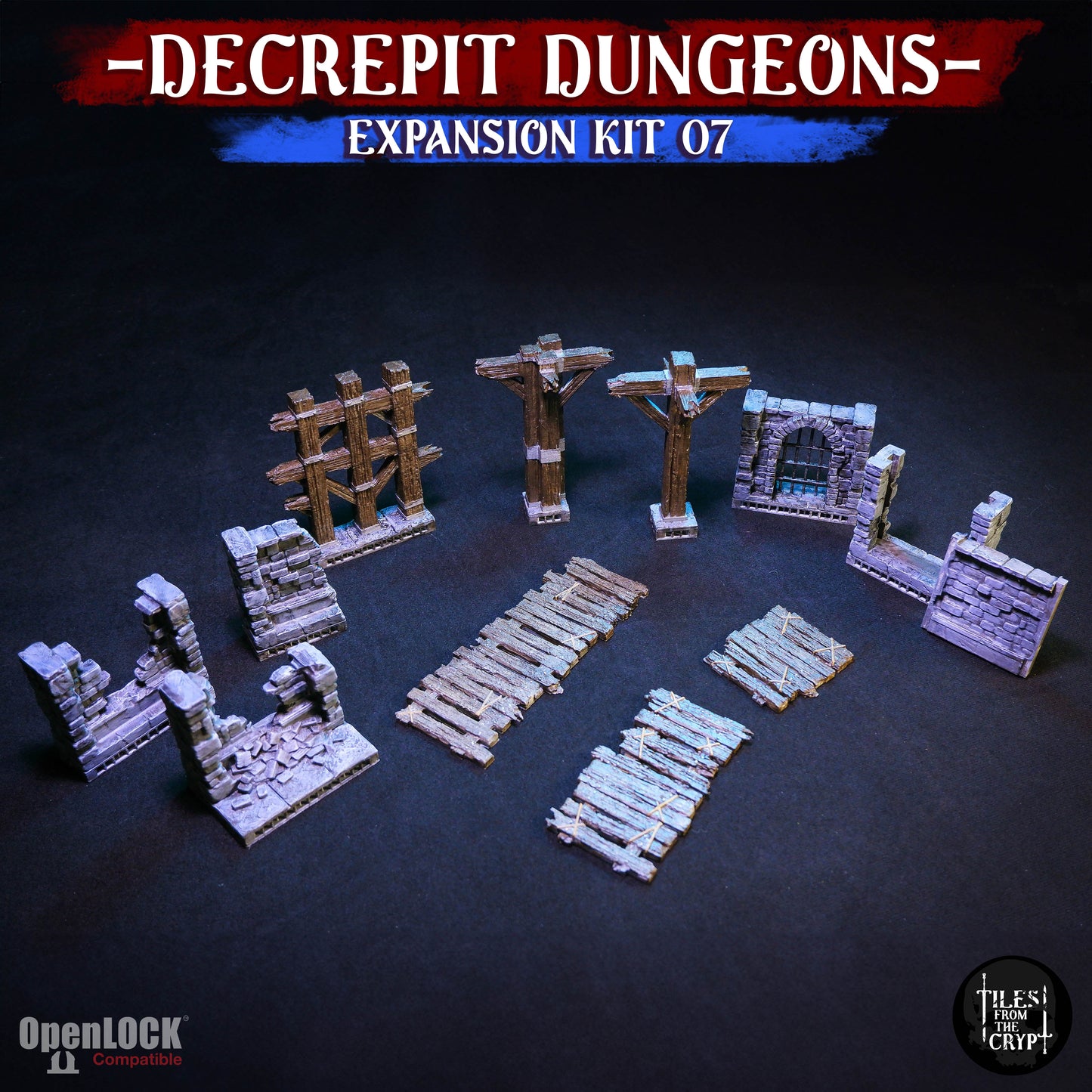 DECREPIT DUNGEONS: EXPANSION 07 - Modular Dungeon Kit  [STL]